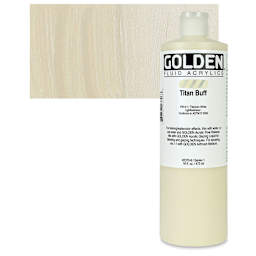 Golden Fluid Acrylic - Titanium Buff, 16 oz bottle and swatch