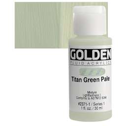 Golden Fluid Acrylic - Titan Green Pale, 1 oz bottle and swatch