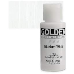 Golden Fluid Acrylic - Titanium White, 1 oz bottle and swatch