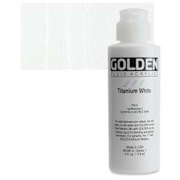 Golden Fluid Acrylic - Titanium White, 4 oz bottle and swatch