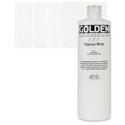 Golden Fluid Acrylic - Titanium White, 16 oz bottle and swatch
