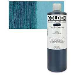 Golden Fluid Acrylic - Turquoise (Phthalo), 16 oz bottle and swatch