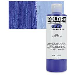 Golden Fluid Acrylic - Ultramarine Blue, 8 oz bottle and swatch