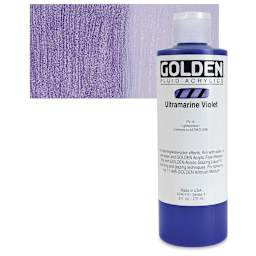 Golden Fluid Acrylic - Ultramarine Violet, 8 oz bottle and swatch
