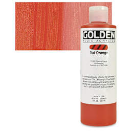 Golden Fluid Acrylic - Vat Orange, 8 oz bottle and swatch