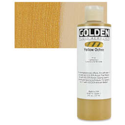 Golden Fluid Acrylic - Yellow Ochre, 8 oz bottle and swatch