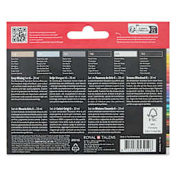 Amsterdam Standard Series Acrylics - Set of 6, Grey Mixing, 20 ml Tubes, back of packaging
