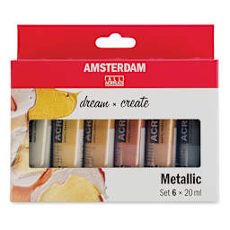Amsterdam Standard Series Acrylics - Metallic Colors, Set of 6, 20 ml Tubes (In packaging)