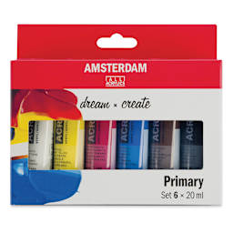 Amsterdam Standard Series Acrylics - Set of 6, Primary Colors, 20 ml, Tubes (In packaging)