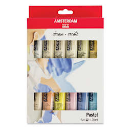 Amsterdam Standard Series Acrylics - Set of 12, Pastel Colors, 20 ml, Tubes (In packaging)