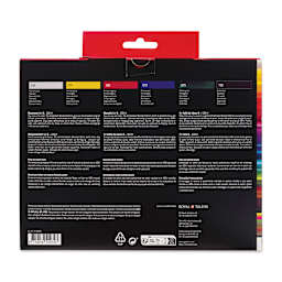 Amsterdam Standard Series Acrylics - Classroom Set of 6, Assorted Colors, 120 ml, Tubes, back of packaging