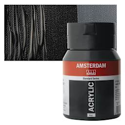 Amsterdam Standard Series Acrylic Paint - Lamp Black, 500 ml, Bottle and swatch
