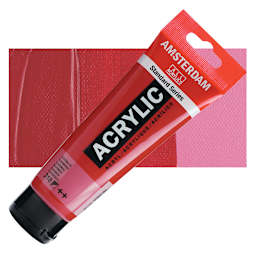 Amsterdam Standard Series Acrylic Paint - Carmine, 120 ml tube and swatch