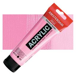 Amsterdam Standard Series Acrylic Paint - Quinacridone Rose Light, 120 ml Tube and swatch