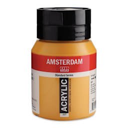 Amsterdam Standard Series Acrylic - Yellow Ochre, 500 ml bottle and swatch