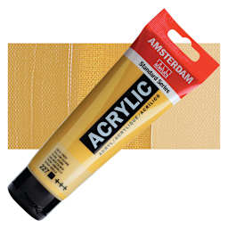 Amsterdam Standard Series Acrylic Paint - Yellow Ochre, 120 ml Tube and swatch