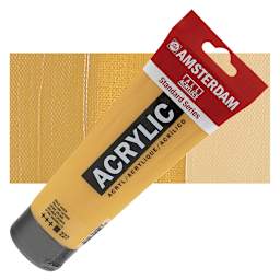 Amsterdam Standard Series Acrylic Paint - Yellow Ochre, 250 ml Tube and swatch