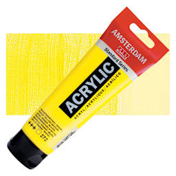 Amsterdam Standard Series Acrylic Paint - Transparent Yellow Medium, 120 ml, Tube and swatch