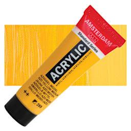 Amsterdam Standard Series Acrylic - Azo Yellow Medium, 20 ml Tube and swatch