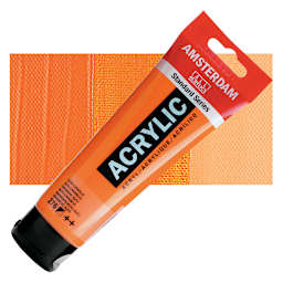 Amsterdam Standard Series Acrylic Paint - Azo Orange, 120 ml Tube and swatch