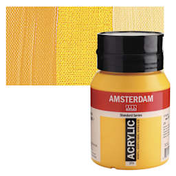 Amsterdam Standard Series Acrylic - Azo Yellow Deep, 500 ml bottle and swatch