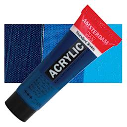 Amsterdam Standard Series Acrylic - Phthalo Blue, 20 ml Tube and swatch
