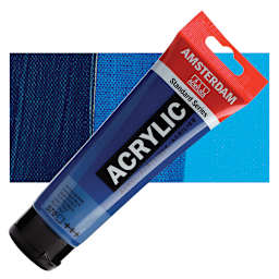 Amsterdam Standard Series Acrylic Paint - Phthalo Blue, 120 ml Tube and swatch