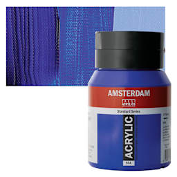 Amsterdam Standard Series Acrylic Paint  - Ultramarine, 500 ml, Bottle and swatch