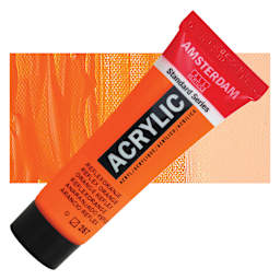 Amsterdam Standard Series Acrylic - Reflex Orange, 20 ml Tube and swatch
