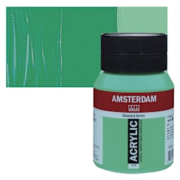 Amsterdam Standard Series Acrylic - Emerald Green, 500 ml bottle and swatch