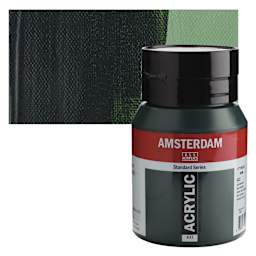Amsterdam Standard Series Acrylic - Sap Green, 500 ml bottle and swatch