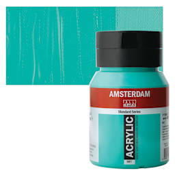 Amsterdam Standard Series Acrylic Paint - Turquoise Green, 500 ml, Bottle and swatch