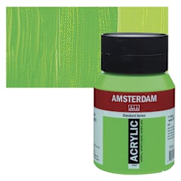 Amsterdam Standard Series Acrylic - Brilliant Green, 500 ml bottle and swatch