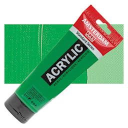Amsterdam Standard Series Acrylic Paint - Permanent Green Light, 250 ml Tube and swatch
