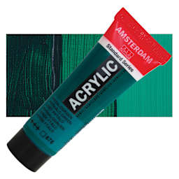 Amsterdam Standard Series Acrylic - Phthalo Green, 20 ml Tube and swatch