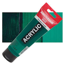 Amsterdam Standard Series Acrylic Paint - Phthalo Green, 120 ml tube and swatch