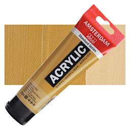 Amsterdam Standard Series Acrylic Paint - Raw Sienna, 120 ml Tube and swatch