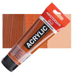 Amsterdam Standard Series Acrylic Paint - Burnt Sienna, 120 ml Tube and swatch
