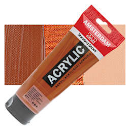 Amsterdam Standard Series Acrylic Paint - Burnt Sienna, 250 ml Tube and swatch