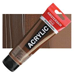 Amsterdam Standard Series Acrylic Paint - Burnt Umber, 120 ml Tube and swatch