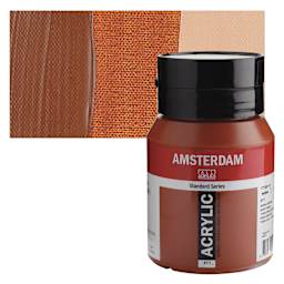 Amsterdam Standard Series Acrylic - Burnt Sienna, 500 ml bottle and swatch
