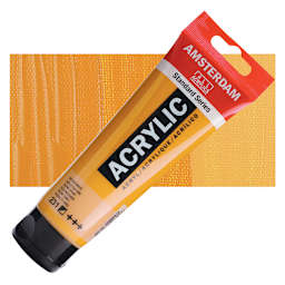 Amsterdam Standard Series Acrylic Paint - Gold Ochre, 120 ml Tube and swatch