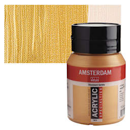 Amsterdam Standard Series Acrylic - Metallic Deep Gold, 500 ml bottle and swatch