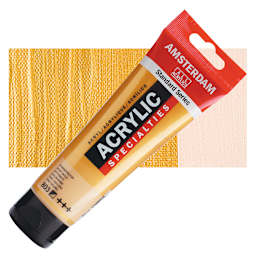 Amsterdam Standard Series Acrylic Paint - Metallic Deep Gold, 120 ml Tube and swatch