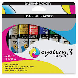 Daler-Rowney System3 Acrylics - Front of package of Starter Set of 6 Colors