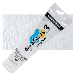 Daler-Rowney System3 Acrylic - Zinc Mixing White, 150 ml tube and swatch