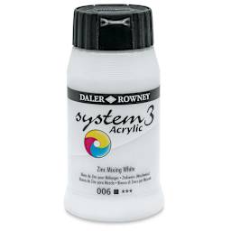 Daler-Rowney System3 Acrylic - Zinc Mixing White, 500 ml tube