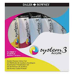 Daler-Rowney System3 Acrylics - Jumbo Process Set of 5 Colors (In packaging)