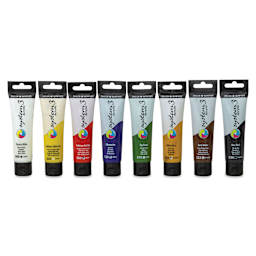 Daler-Rowney System3 Acrylics - Selection Set, Set of 8, 59 ml Tubes (Front of tubes)