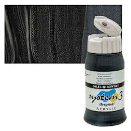 Daler-Rowney System3 Acrylic - Process Black, 500 bottle and swatch